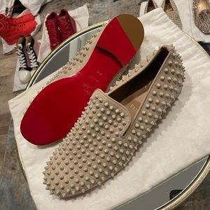 Christian Louboutin Cream Spike Slip on Brand New!